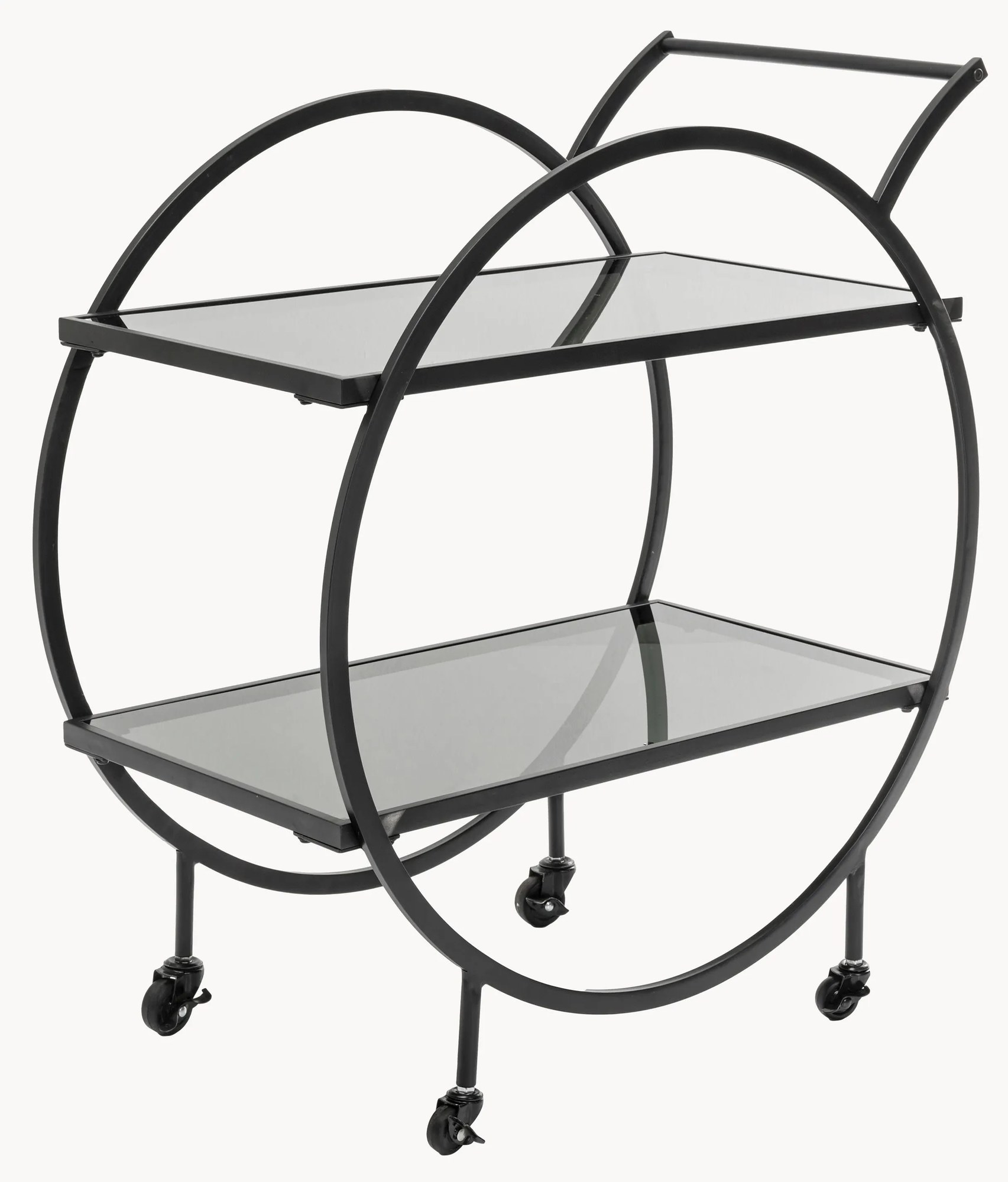 Kovový servírovací vozík so sklenenými doskami Loft