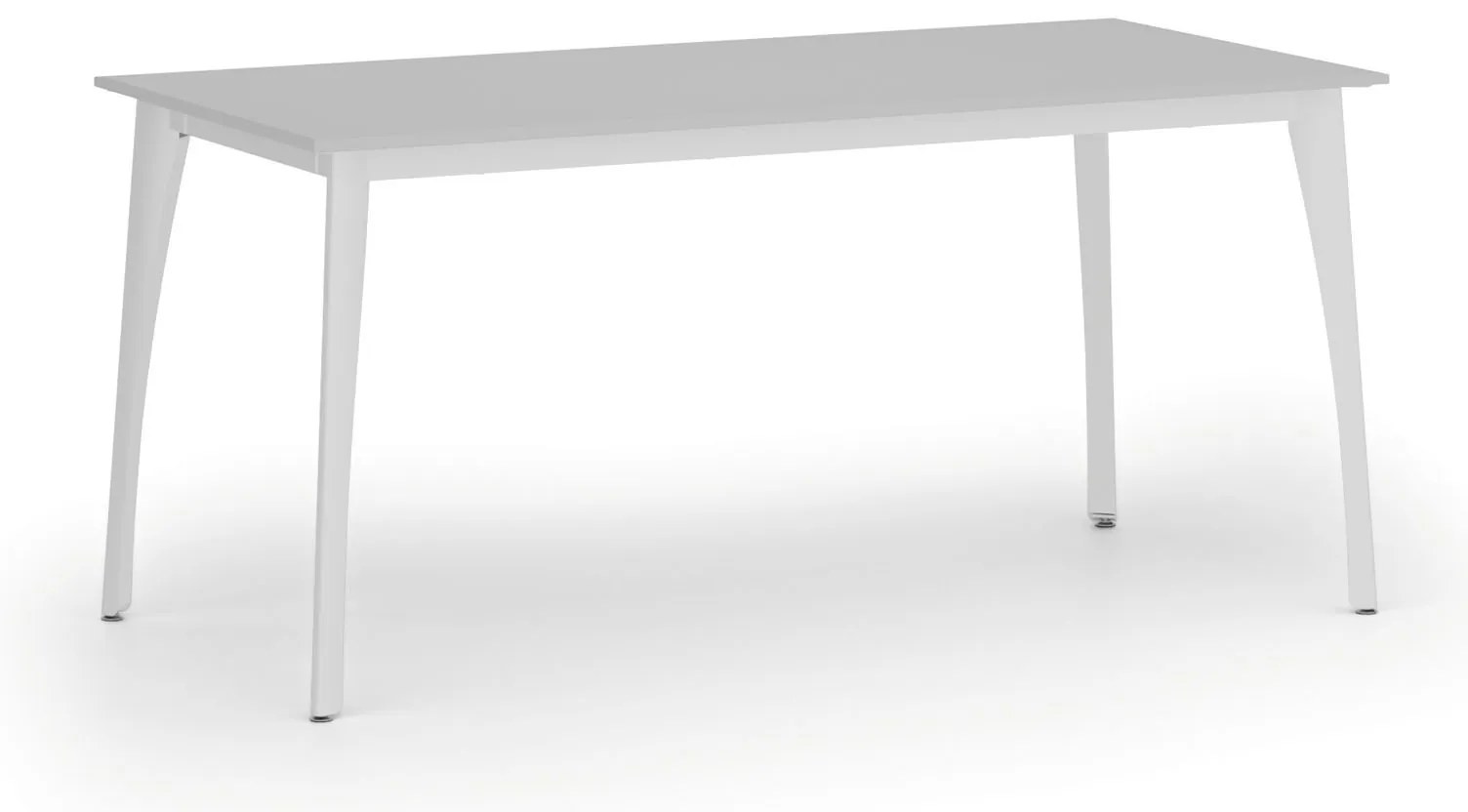 Rokovací kancelársky stôl PRIMO OMEGA, 160x80 cm, biela podnož, sivá