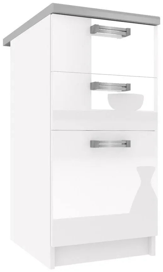 Kuchynská skrinka Belini spodná so zásuvkami 40 cm biely lesk s pracovnou doskou INF SDSZ40/1/WT/W/0/D