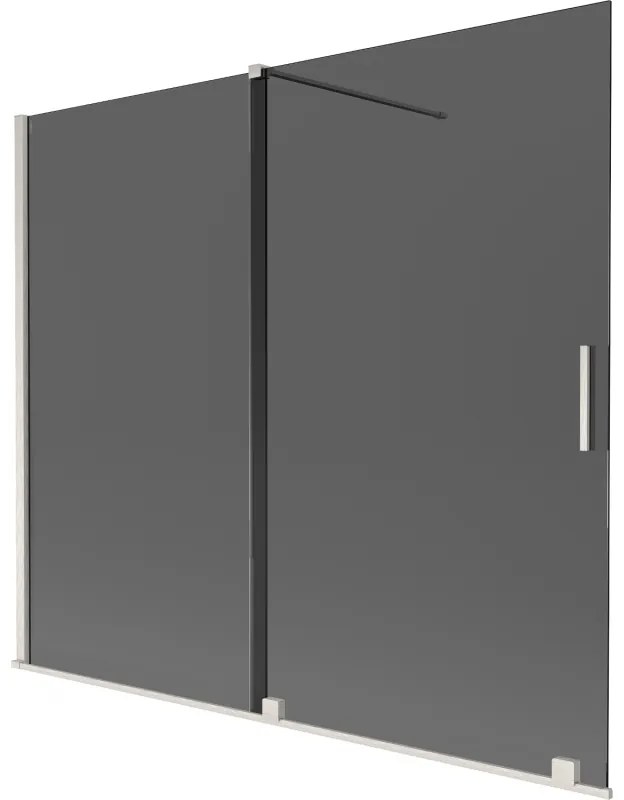 Mexen Velar, 2-krídlová posuvná vaňová zástena 180 x 150 cm, 8mm šedé sklo, brúsená oceľ, 896-180-000-41-97