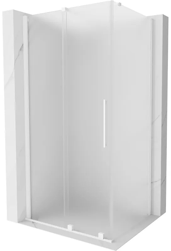 Mexen Velar, sprchový kút s posuvnými dverami 110 x 100 cm, 8mm sklo námraza, biela matná, 871-110-100-31-20