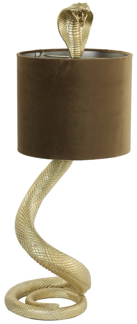 Zlatá stolná lampa va tvare hada Snake s karamelovým tienidlom - 27 * 25 * 68cm / E27