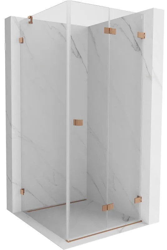 Mexen Lunar-F, skopný sprchový kút pravý 70 x 70 cm, 8mm číre sklo, profil medená matná, 836-070-070-65-00-P