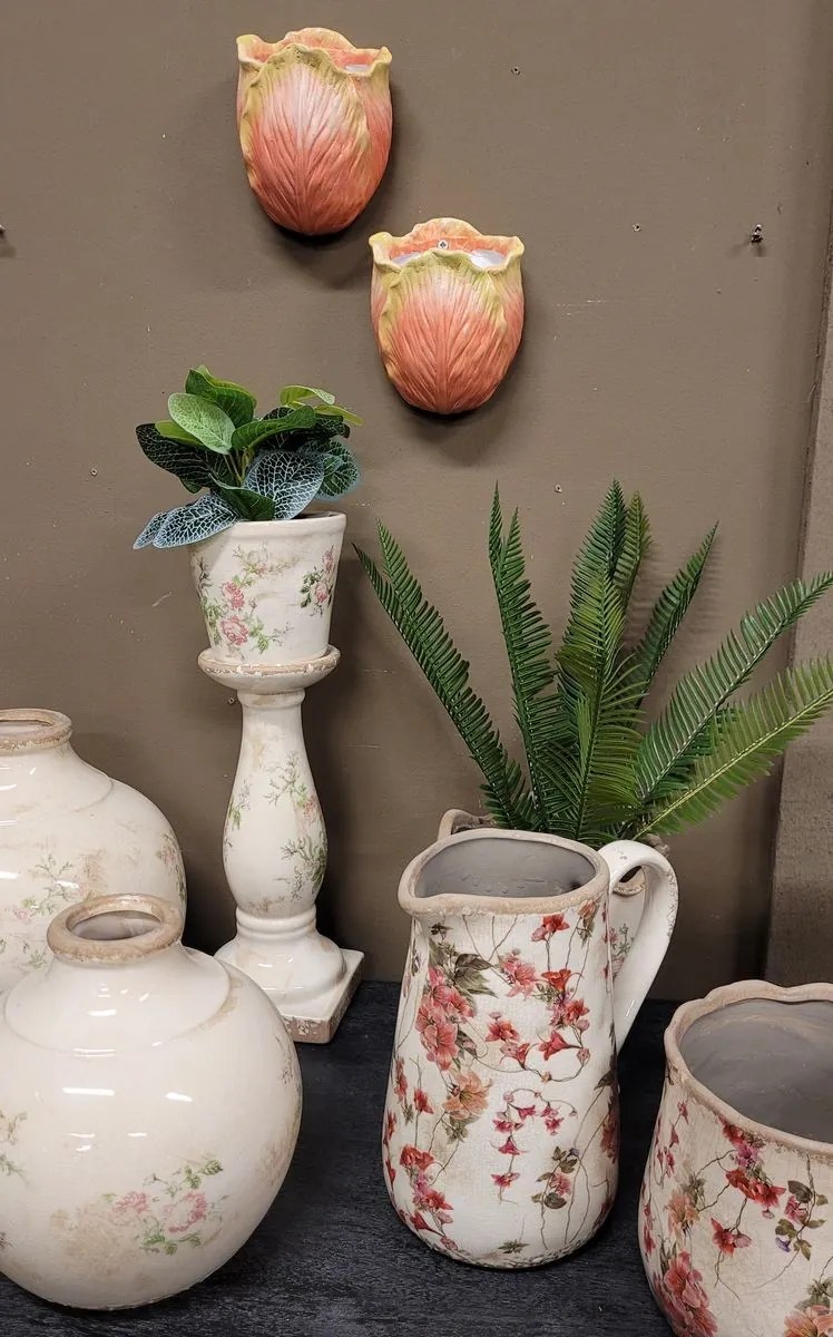 Oranžový nástenný kvetináč v tvare kvetu tulipánu - 12*8*15 cm