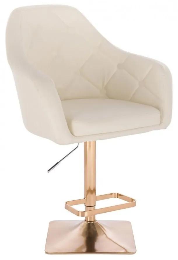 LuxuryForm DESIGN Barová stolička ANDORA na zlatej hranatej podstave - krémová