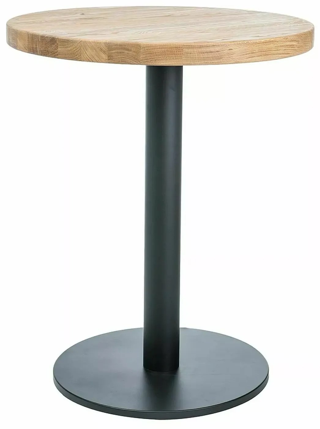 Čierny jedálenský stôl s dubovou doskou PURO II fi 60