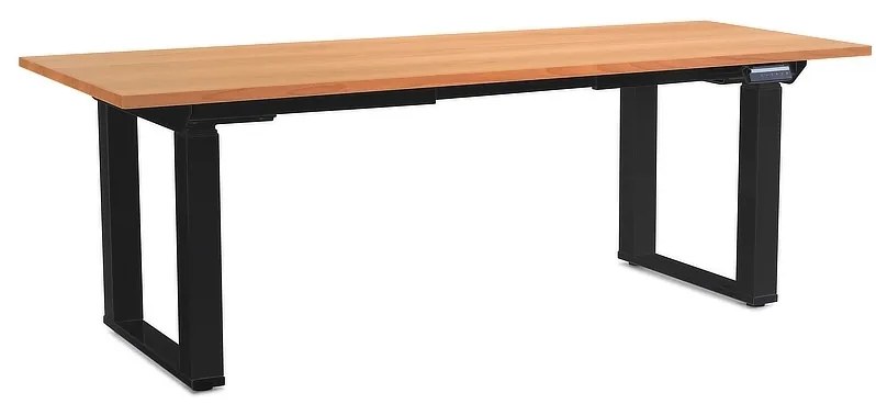 Výškovo nastaviteľný stôl OfficeTech Strong 200 x 80 cm, čierna podnož, buk
