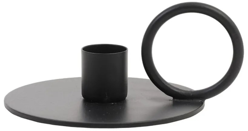 Čierny antik kovový svietnik na úzku sviečku Oekaza - Ø 12*5cm