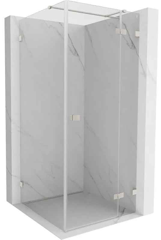 Mexen Lunar T, sklopný sprchový kút pravý 110 x 110 cm, 8mm číre sklo, oceľový profil, 834T-110-110-97-00-P