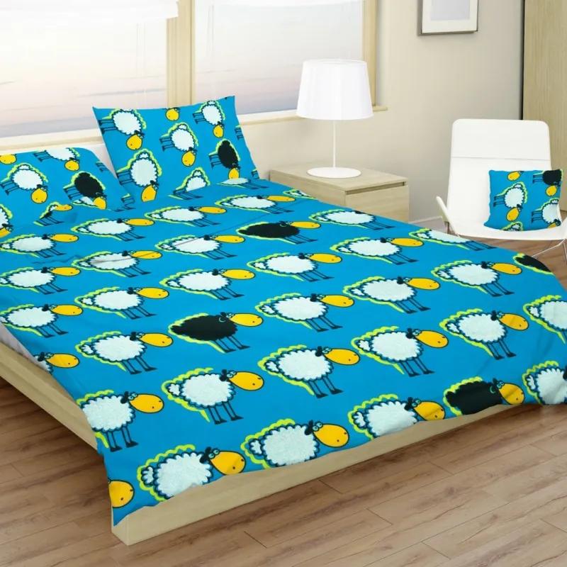 Obliečky bavlnené detské Ovečky modré TiaHome - Detský set 130x90cm + 65x45cm