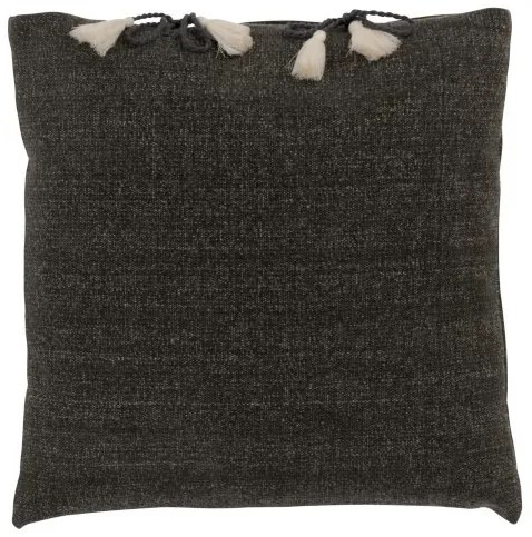 Tmavo šedý vankúš so strapcami Charline - 45 * 45 cm