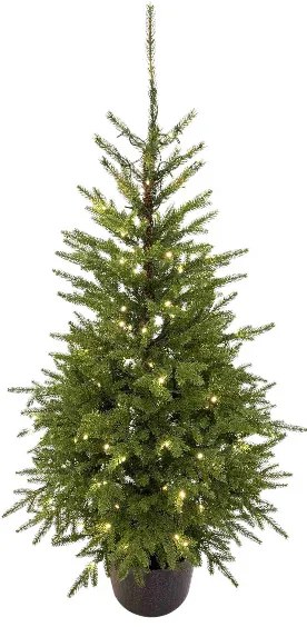 Umelý vianočný stromček v kvetináči 3D Smrek Karpatský 120cm 150LED