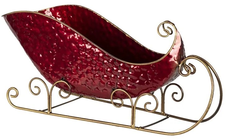 Červeno zlaté dekoratívne kovové sane - 36 * 18 * 22 cm