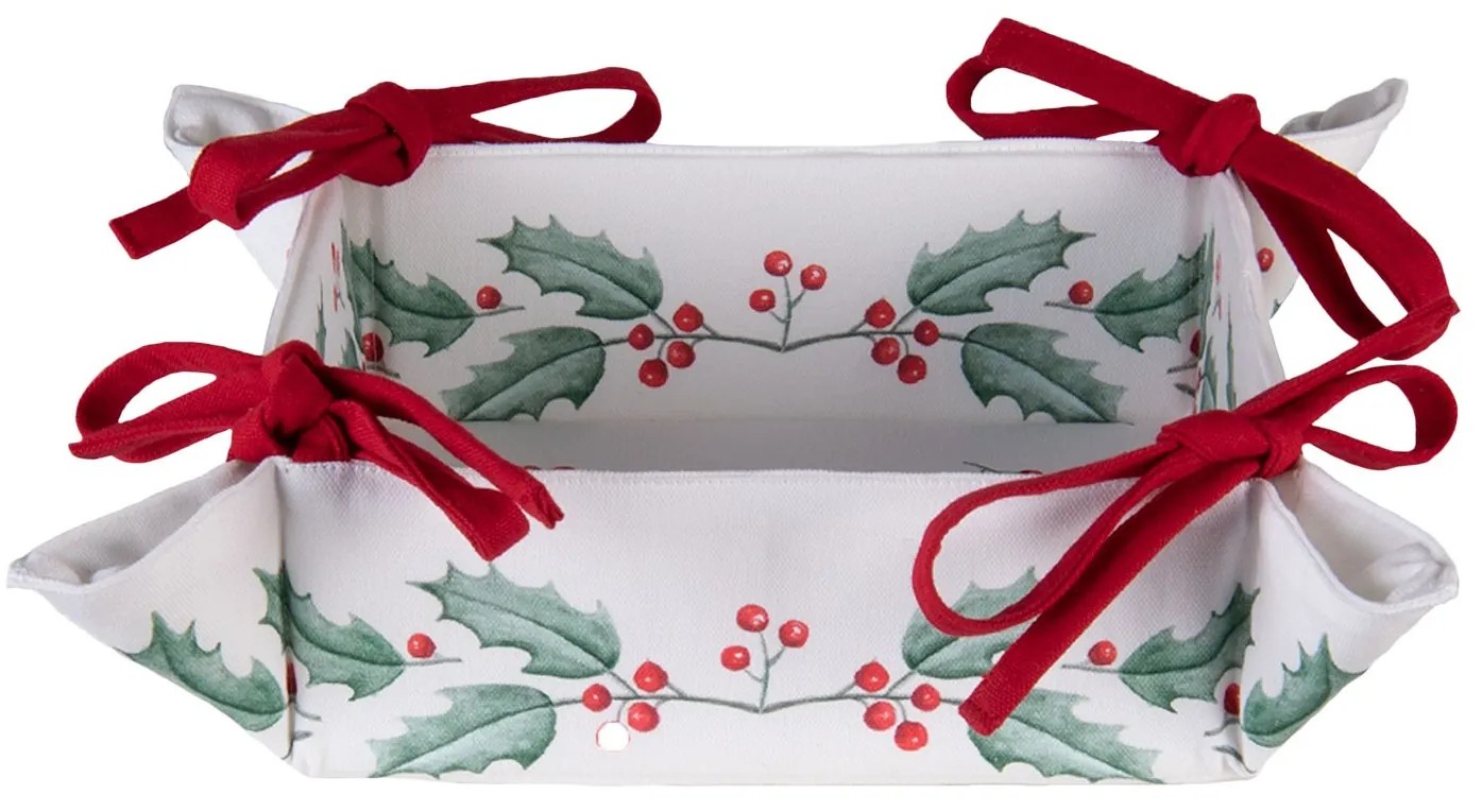 Textilný košík na pečivo Holly Christmas - 35 * 35 * 8 cm