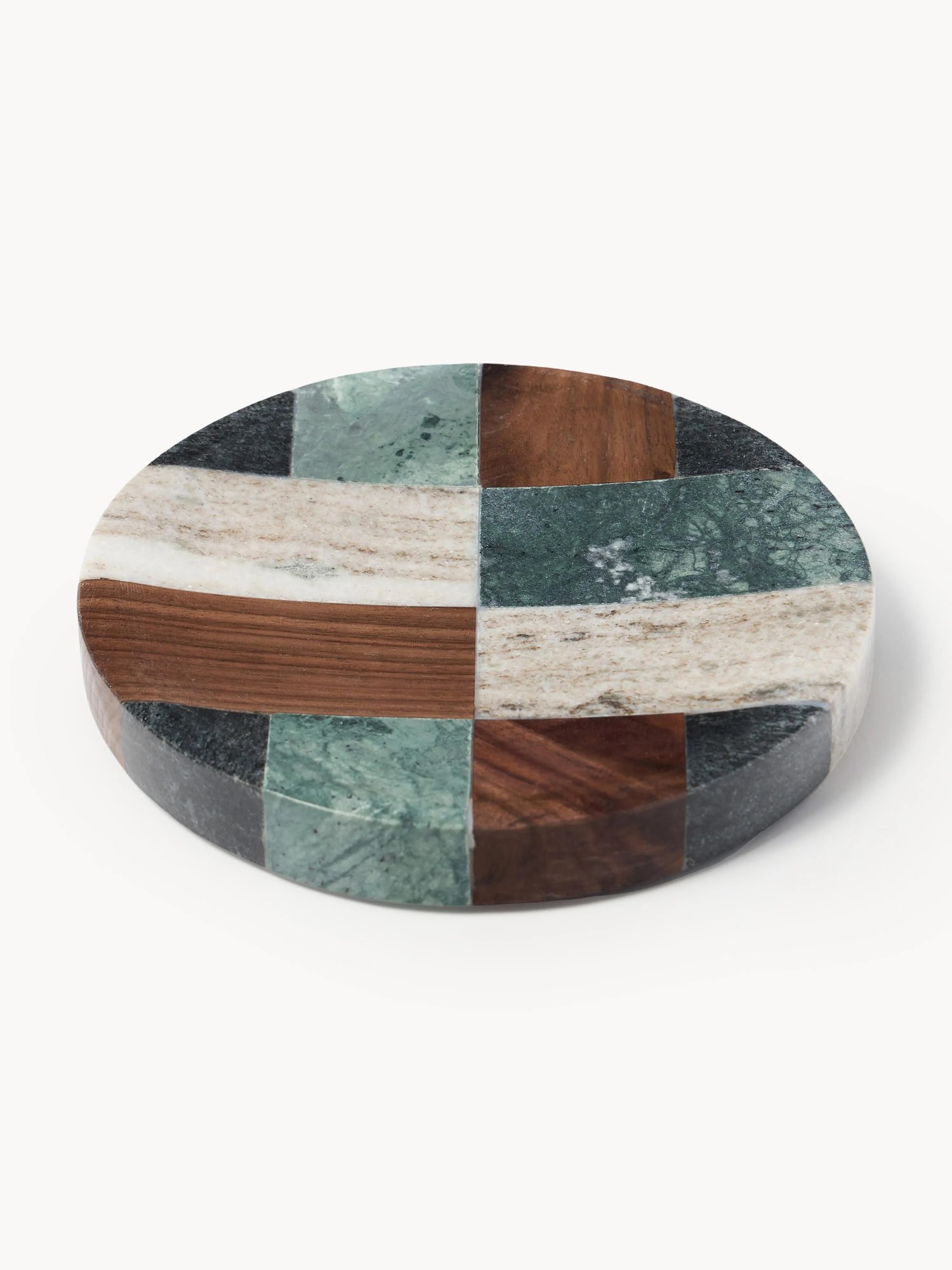 Malý dekoračný podnos z mramoru a orechového dreva Mauricio, Ø 16 cm