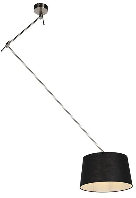 Osvetlenie na závesenie z ocele s čiernym ľanovým tienidlom 35 cm - Blitz