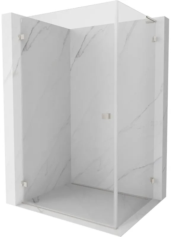 Mexen Lunar-B L sklápací sprchový kút ľavý 90 x 80 cm, číre sklo, brúsená oceľ, 832L-090-080-97-00-L