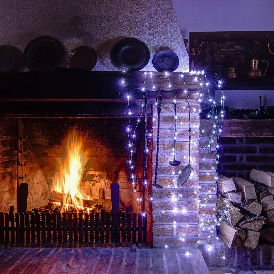 DECOLED Svetelná reťaz LED, 12 x 1,5 m, ľadovo biela, 180 diód