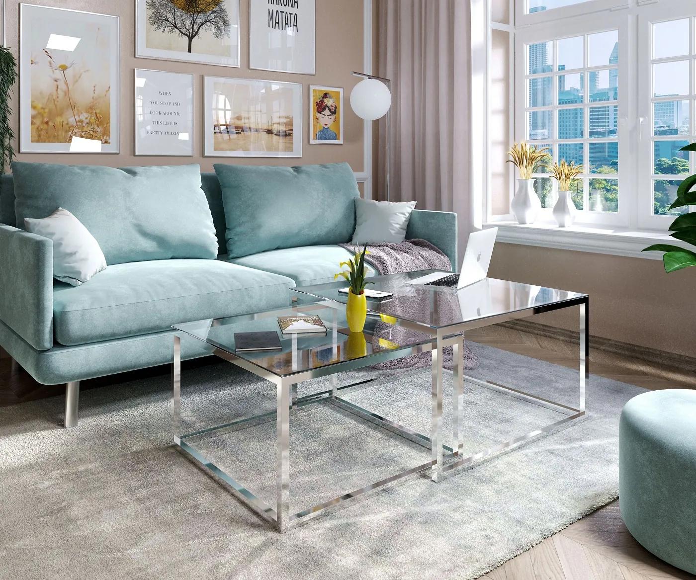 KONFERENČNÝ STOLÍK BELLA CHRÓM + SKLO