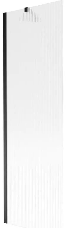 Mexen Next, vaňová zástena 1-krídlová 60 x 150 cm, fixné krídlo, 6 mm sklo s pruhmi, čierny profil, 895-060-000-00-09-70