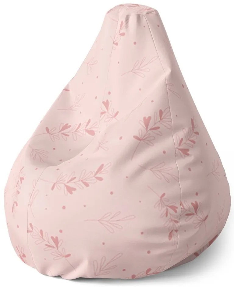 Sedací vak Pear ružové lístky, ružová
