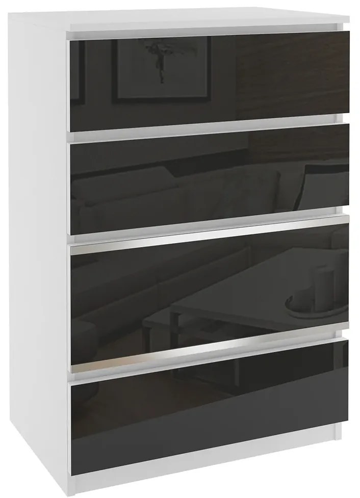 Komoda 23 Belini biely / čierny BH KOM1/2/W/W/4B/0