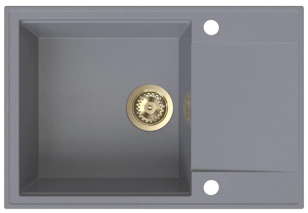 Sink Quality Sink55, kuchynský granitový drez 680x460x215 mm + zlatý sifón, šedá, SKQ-SINK.D.1KDO.XG