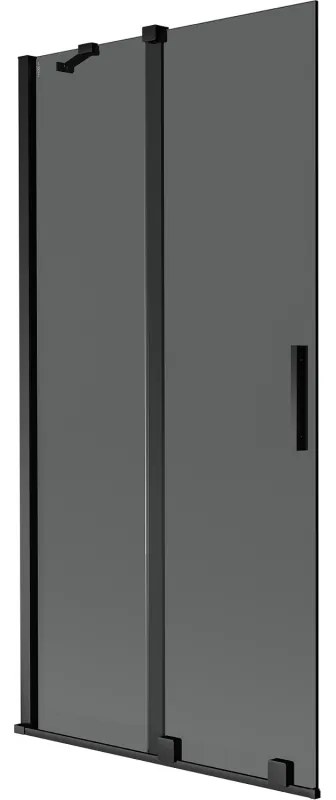Mexen Velar, 2-krídlová posuvná vaňová zástena 90 x 150 cm, 8mm šedé sklo, čierna matná, 896-090-000-41-70