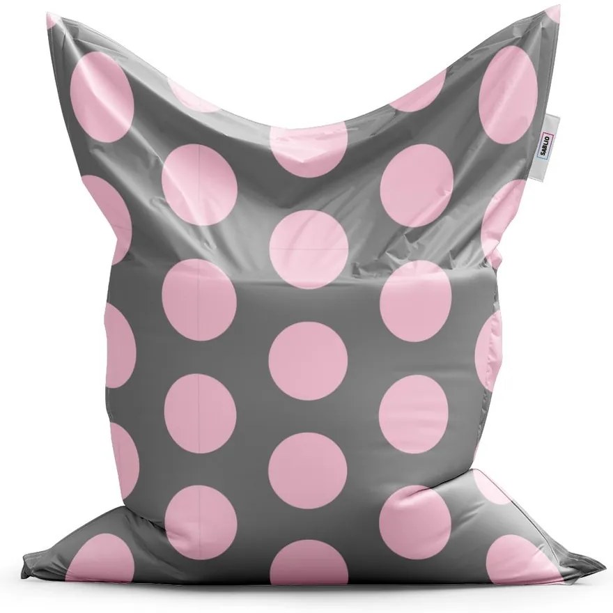 Sedací vak Classic veľké ružové bodky - detský, sivá / ružová