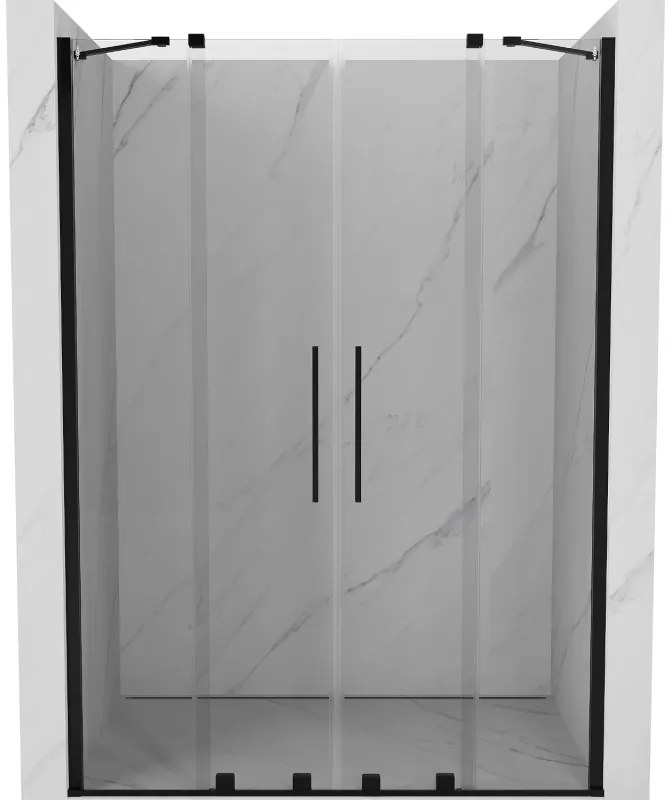 Mexen Velar Duo, posuvné dvere do otvoru 160x200 cm, 8mm číre sklo, čierna matná, 871-160-000-02-70