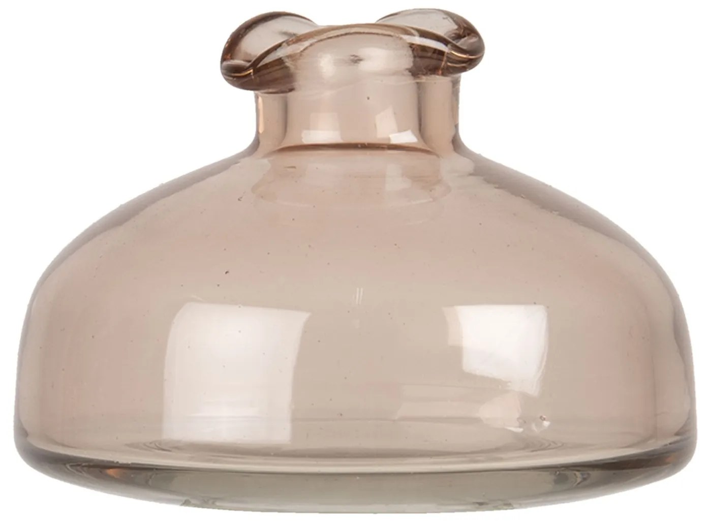 Nízka ruzova sklenená váza v tvare pokrievka - 8 * 11 cm Nízka ruzova sklenená váza v tvare pokrievka - 8 * 11 cm