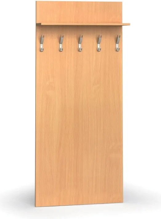 Vešiaková stena PRIMO WOOD, 5 háčikov, polica, roky zvisle, buk