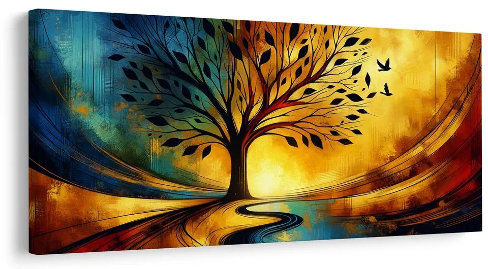 Obraz veľkolepý strom života s vtákmi