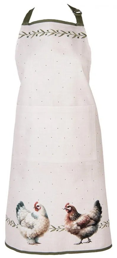 Béžová bavlnená zástera so sliepočkami Barnyard Chicken - 70*85 cm