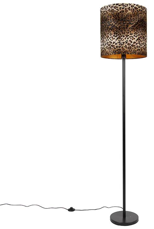 Stojaca lampa čierna tienidlo leopardia potlač 40 cm - Simplo