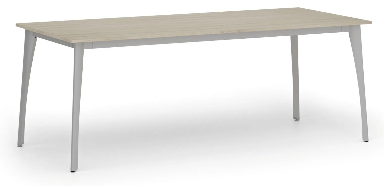 Rokovací kancelársky stôl PRIMO OMEGA, 200x90 cm, sivá podnož, dub prírodný