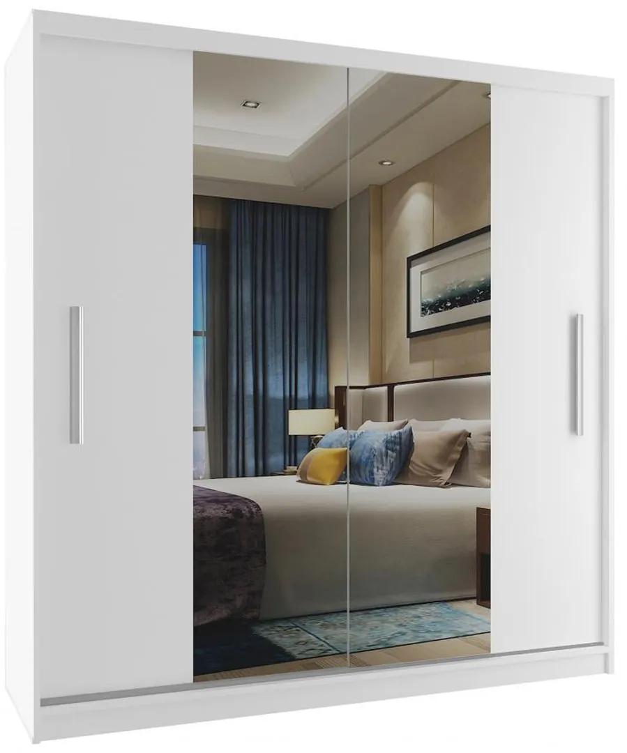 Šatníková skriňa 158cm Belini biely mat s posuvnými dverami a zrkadlom ME SZP3/2/W/W/0/AL