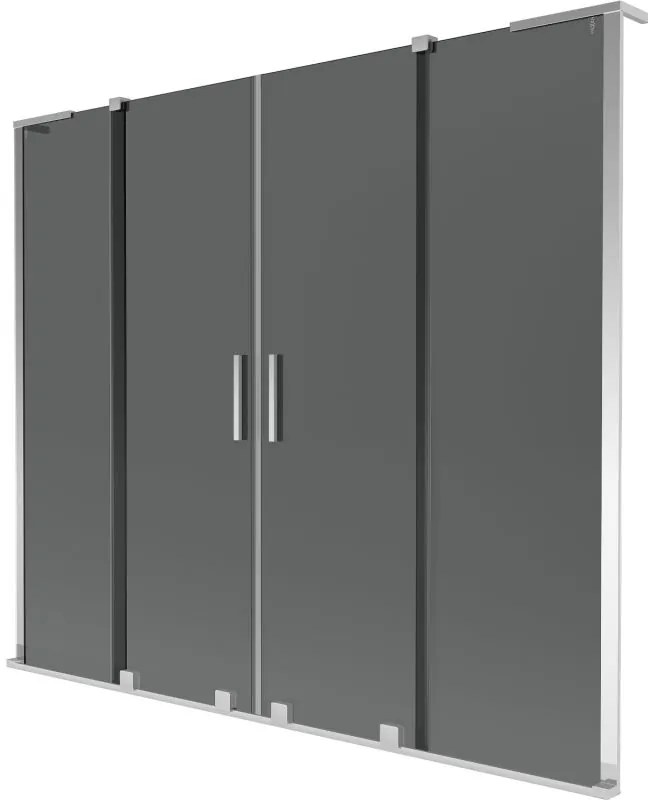 Mexen Velar L Duo, 2-krídlová posuvná vaňová zástena 180 x 150 cm, 8mm šedé sklo, chrómová, 896-180-003-42-01