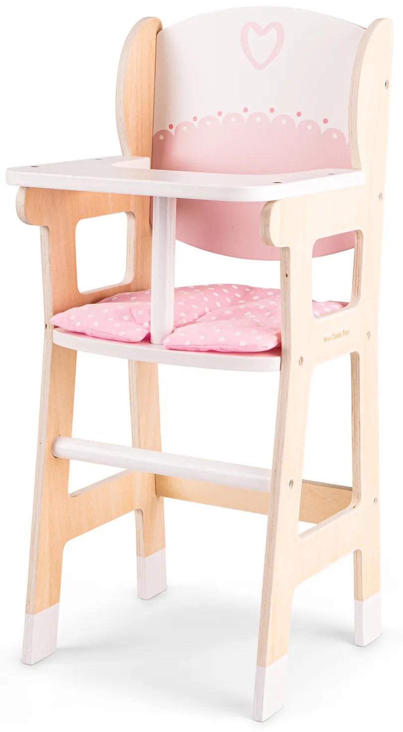 Drevená jedálenská stolička pre bábiky s vankúšikom