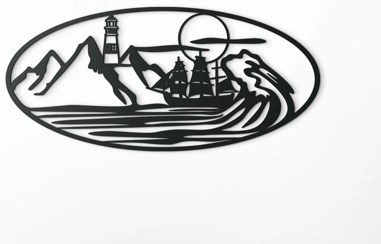 drevko Drevený obraz Plavba Rozmer obrazu: 20,5 x 44,5 cm, Farba dekorácie: Čierna