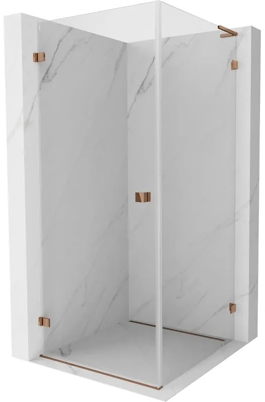 Mexen Lunar-B L výklopný sprchový kút ľavý 70 x 70 cm, číre sklo, ružové zlato, 832L-070-070-60-00-L