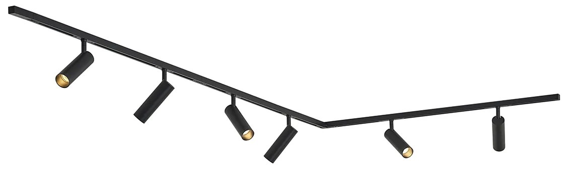 Modern railsysteem met 6 spots zwart 1-fase - Slimline Uzzy