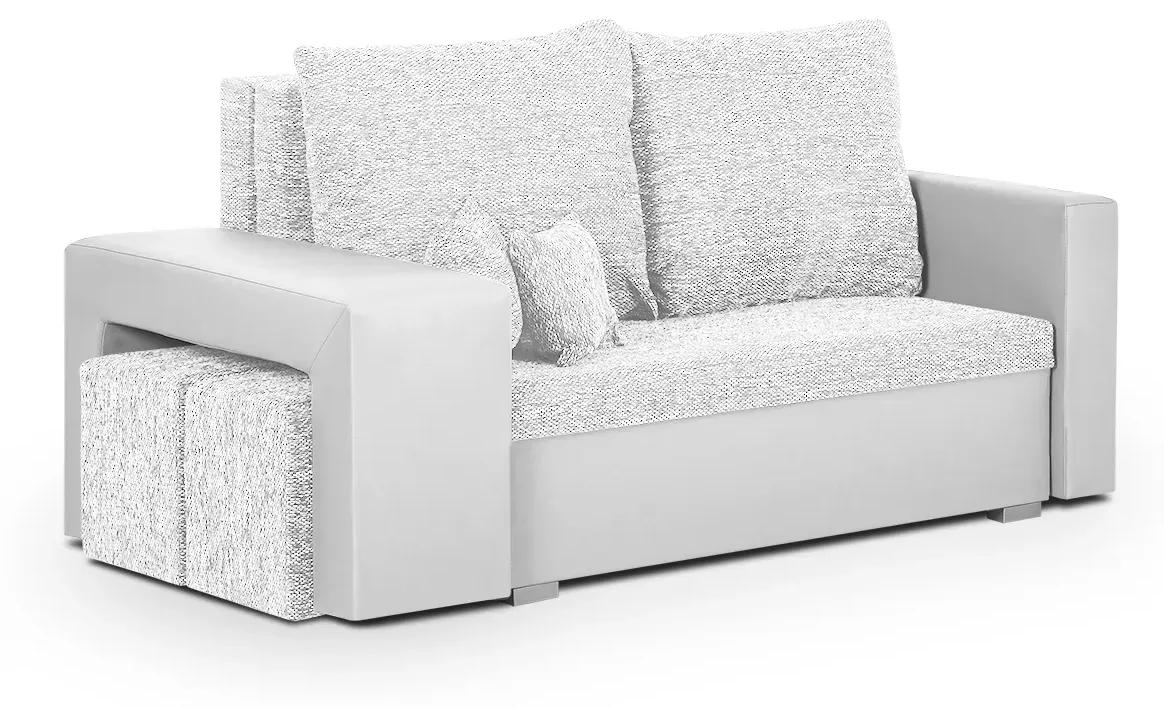 Rozkladacia pohovka MILAN 2 Biela + 2 Taburety