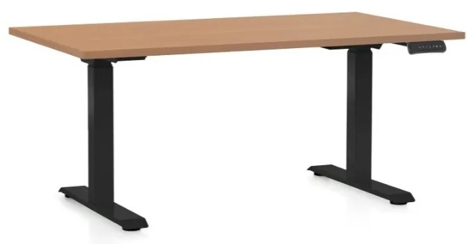 Výškovo nastaviteľný stôl OfficeTech D, 120 x 80 cm, čierna podnož, buk
