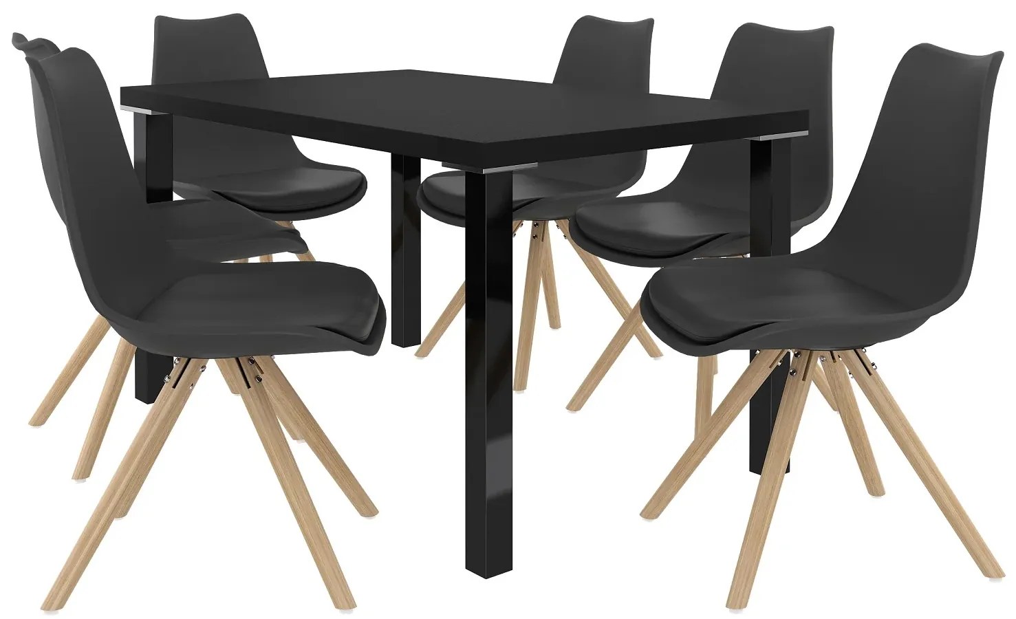 Jedálenský set 1 + 6 Belini čierny / čierne Amareto AMA/0/ZES/B/6B