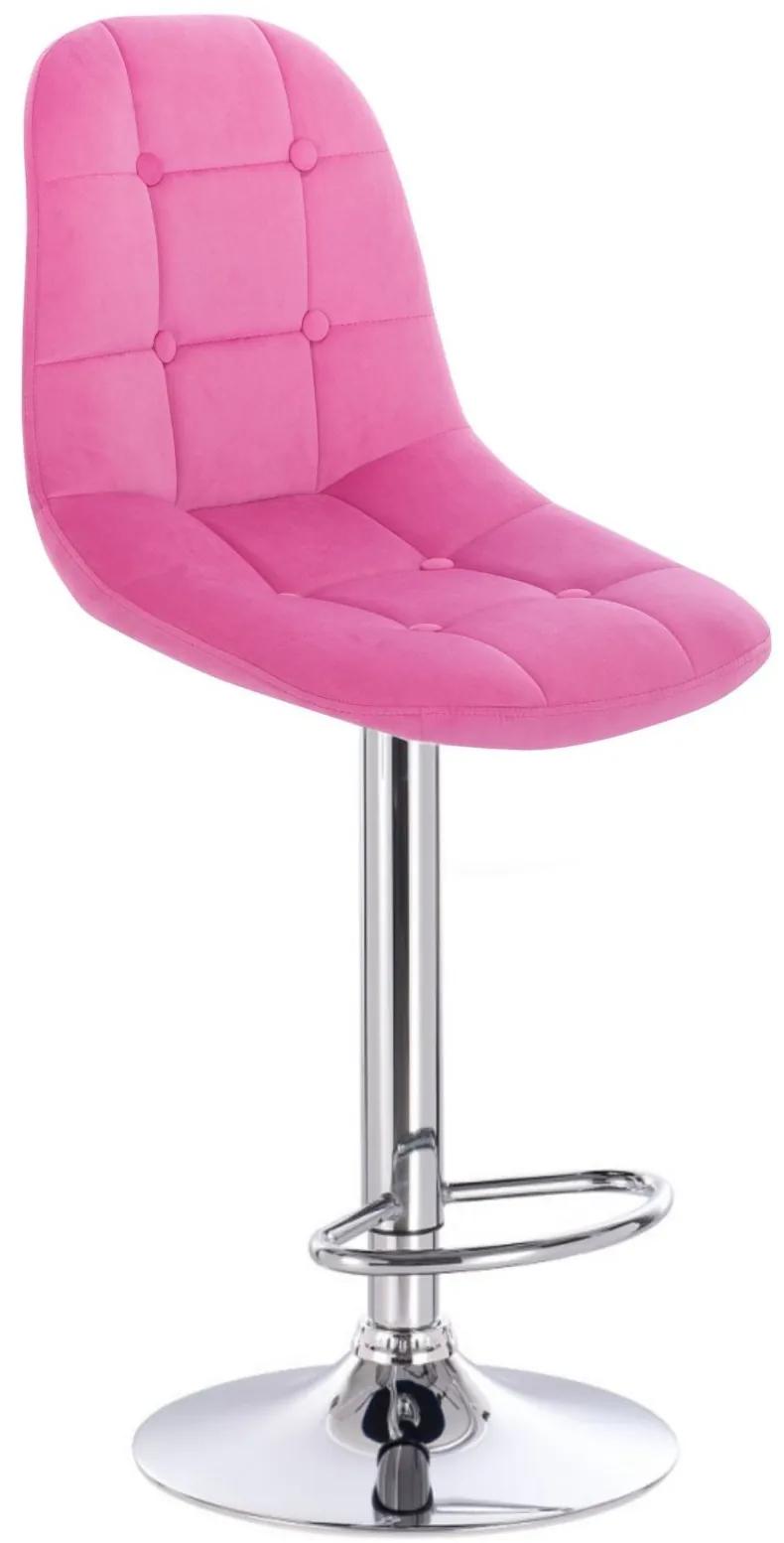 LuxuryForm DESIGN Barová stolička SAMSON VELUR na striebornom tanieri - ružová