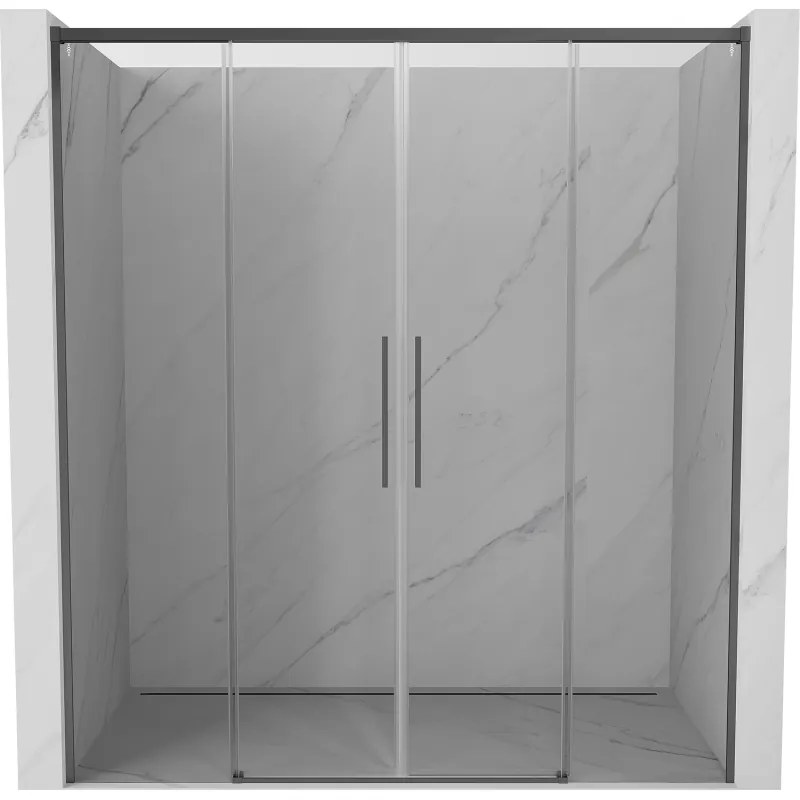 Mexen Rox, posuvné sprchové dvere 190 cm, 8mm číre sklo, grafitový profil, 8C2-190-002-95-00