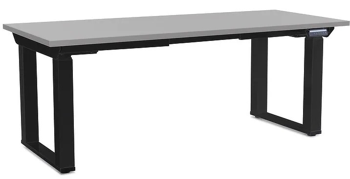 Výškovo nastaviteľný stôl OfficeTech Strong 180 x 80 cm, čierna podnož, svetlo sivá