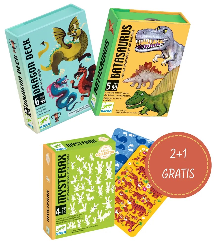 Balíček kartových hier Djeco – Pán drakov a dinosaury