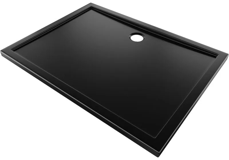 Mexen Flow, obdĺžniková sprchová vanička, slim, 80 x 90 cm, čierna matná, 46R708090